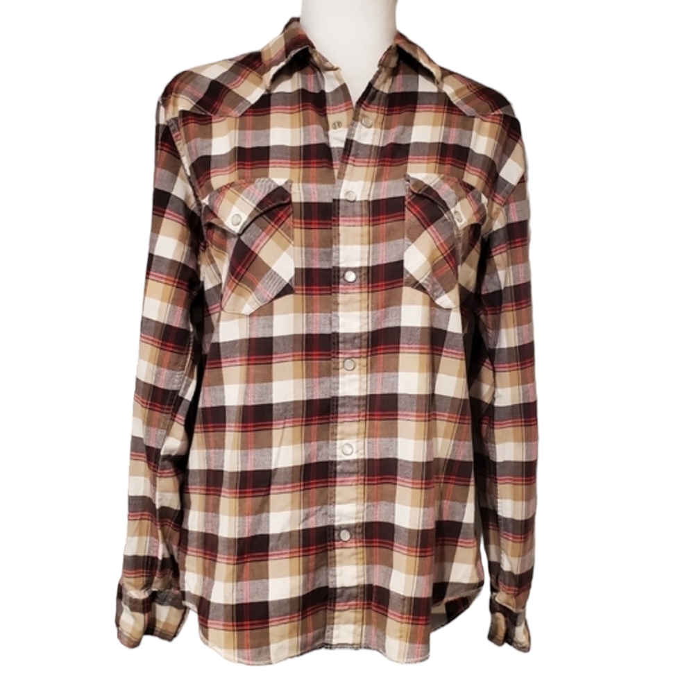 American Eagle Plaid Shirt Womens Size XS Brown Long Sleeve Button Up Shirt